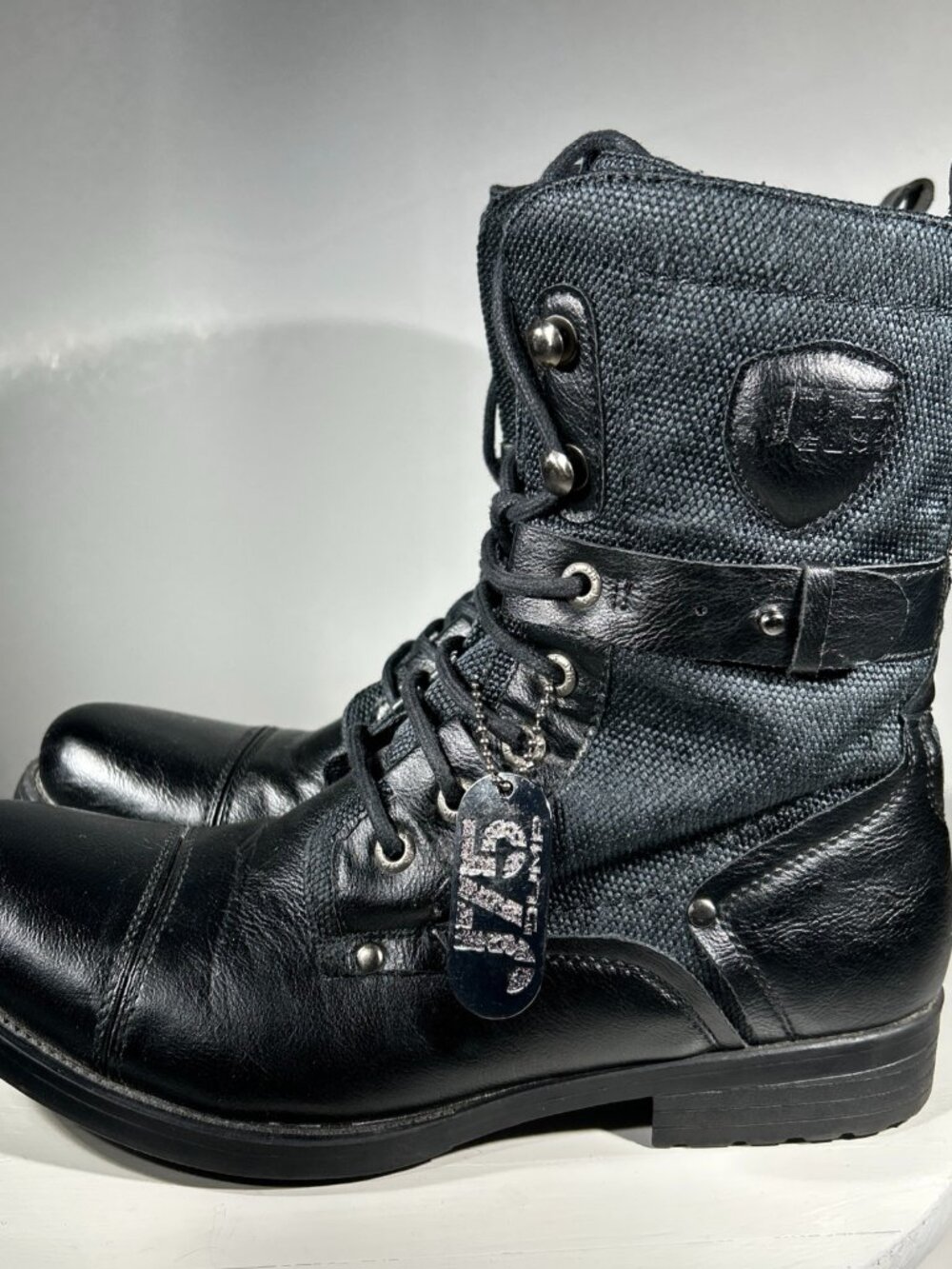 J75 Jump Deploy Mens Combat Boots Size 7 Black Leather Military Tactical Zip 75
